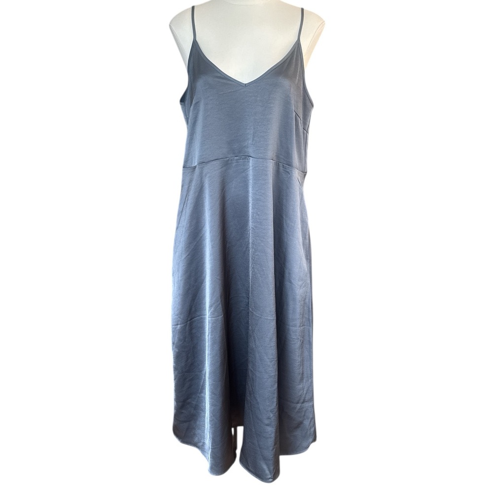 Daily Practice by Anthropologie satin midi slip dress in a pewter gray M